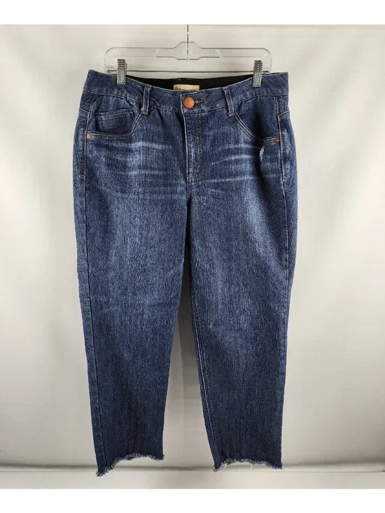 Democracy Jeans Women 16W Blue AB Technology Skyrise Frayed Hem Denim (33x25) - Picture 1 of 11